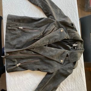 Gray suede moto jacket